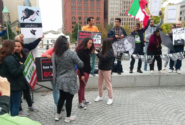 Cleveland protest for Iran: Women cut their hair in protest