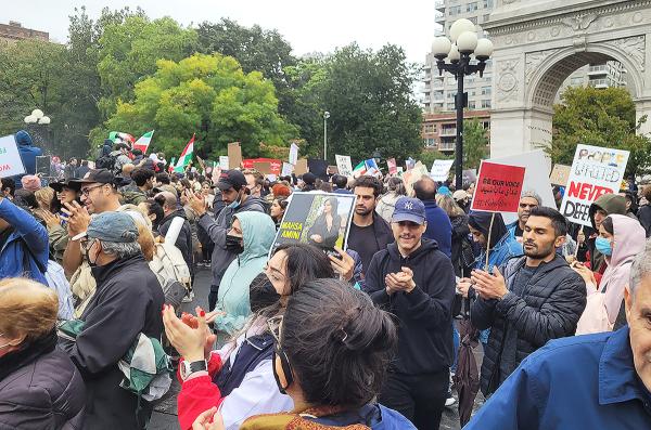 New York City for Iran: Thousands protest at Washington Square Park