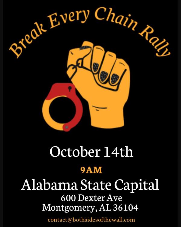 Poster for a Break Every Chain Rally in Alabama.ma.