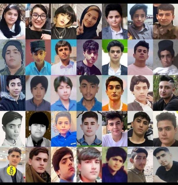 Collage of some of the children killed by Iran security forces since September 2022.