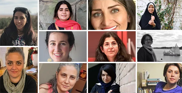Images of some of the women signatories protesting situation at Evin Prison.