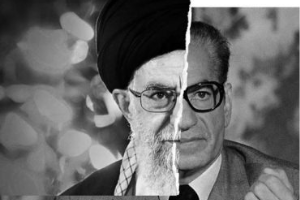 Combined portraits of oppressors: Ayatollah Khamenei, Supreme Leader of Iran; and Mohammad Reza Pahlavi, former Shah of Iran.