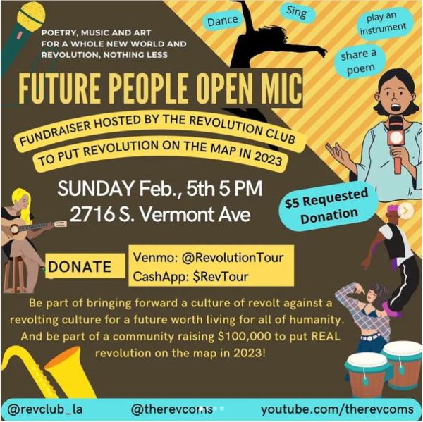 Future People Open Mic Revolution Club Fundraiser to put Revolution On the Map in 2023