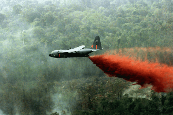 Plane spreads Agent Orange over wide swathe of Vietnam.