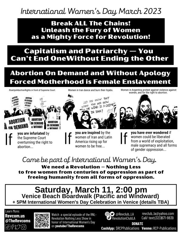 International Women's Day March 2023 flyer.