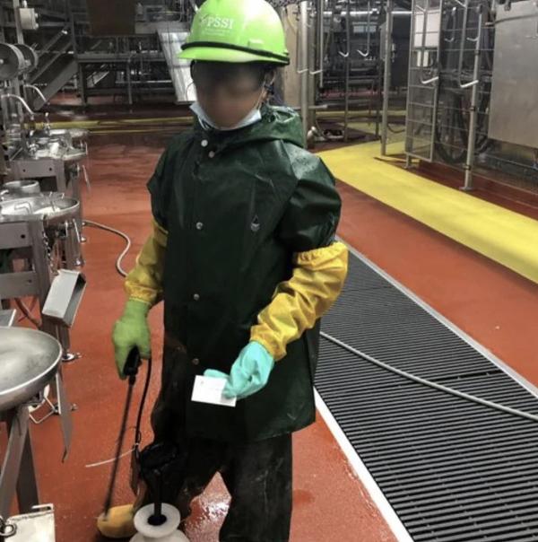 Migrant child labor at meat factory, February 2023.