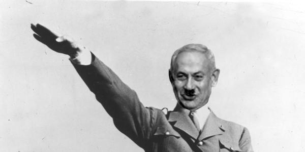 Netanyahu photoshopped into Hitler pose