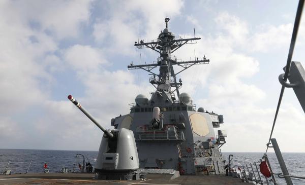 Guided missile destroyer USS Milius in China South Sea.