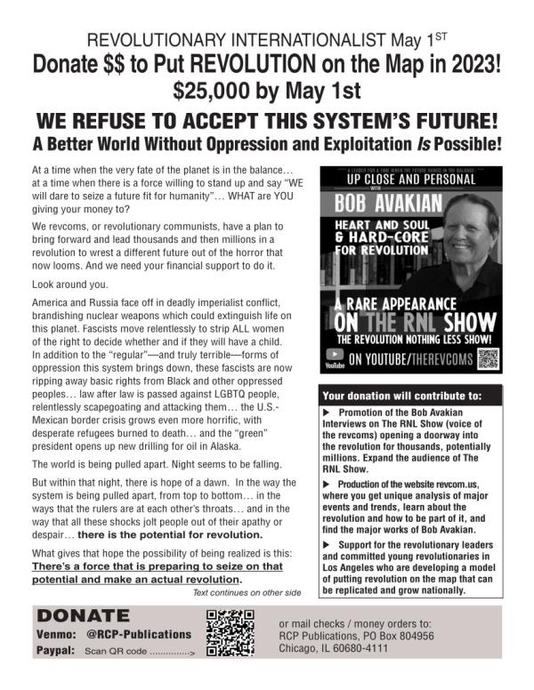 May First Funddrive leaflet