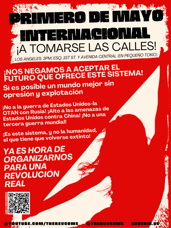 May Day 2023 poster, LA info and QR code