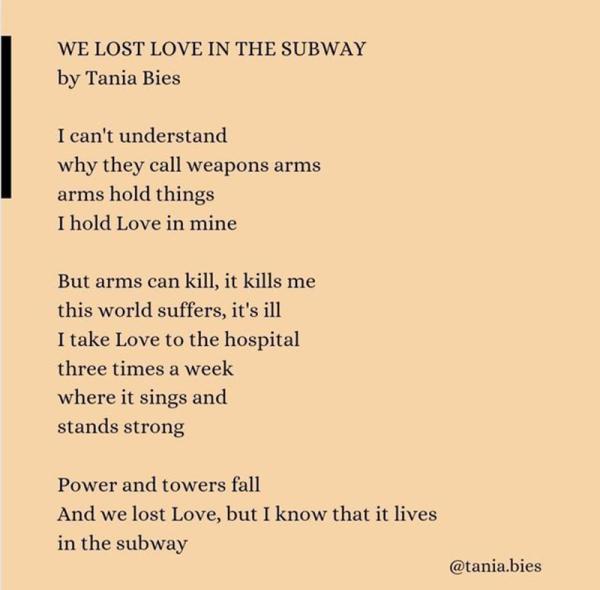 Image of a poem about Jordan Neely in the subway by Tanya Bies