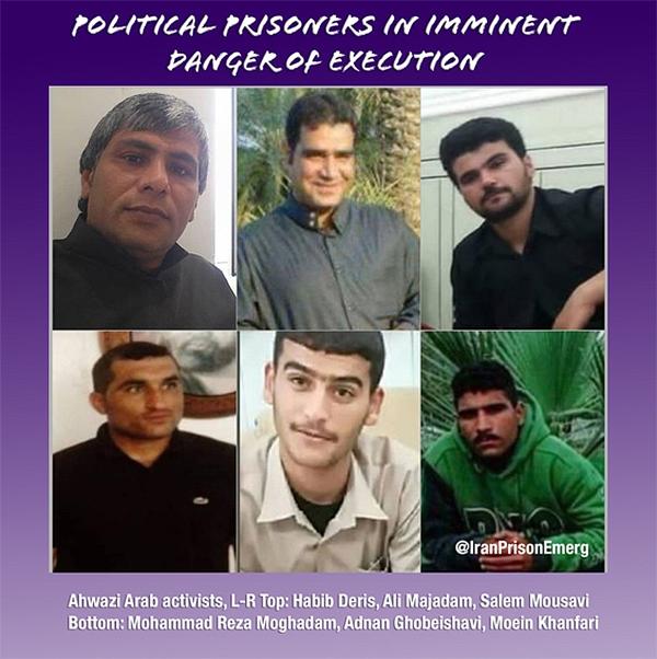 Gallery of six Iran political prisoners in imminent danger of execution.