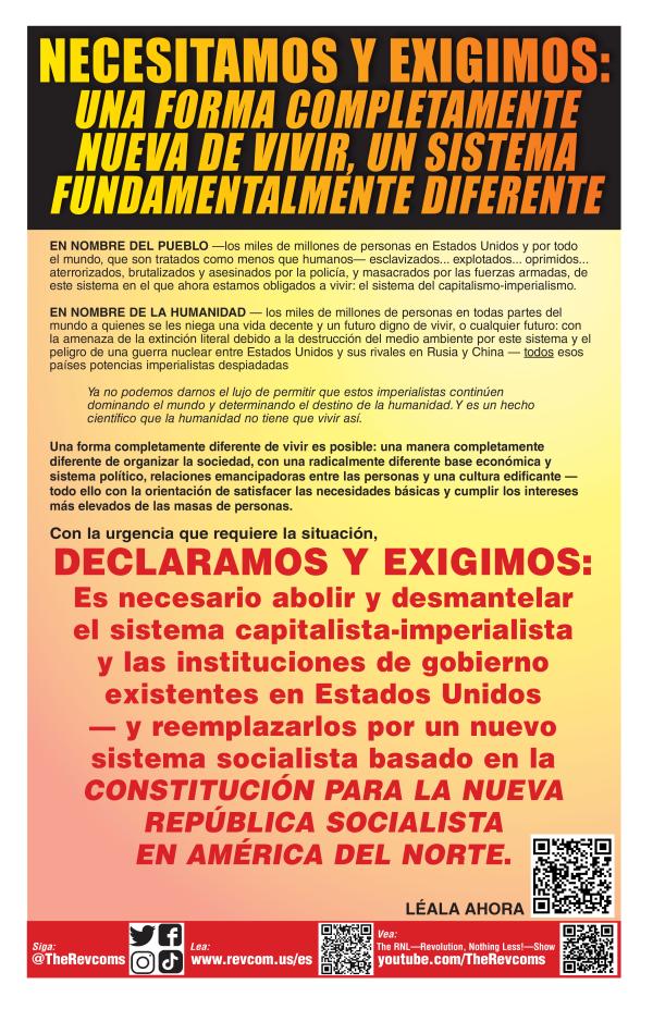 Declaration: We Need and We Demand 11x17 poster spanish