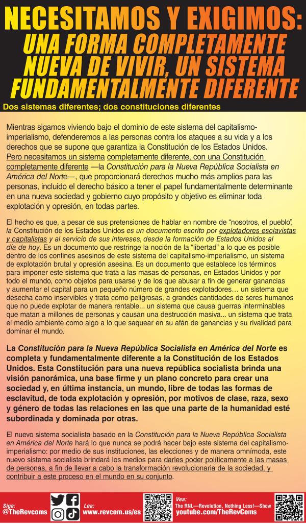 Declaration: We Need and We Demand poster panel 2 36x60" spanish 