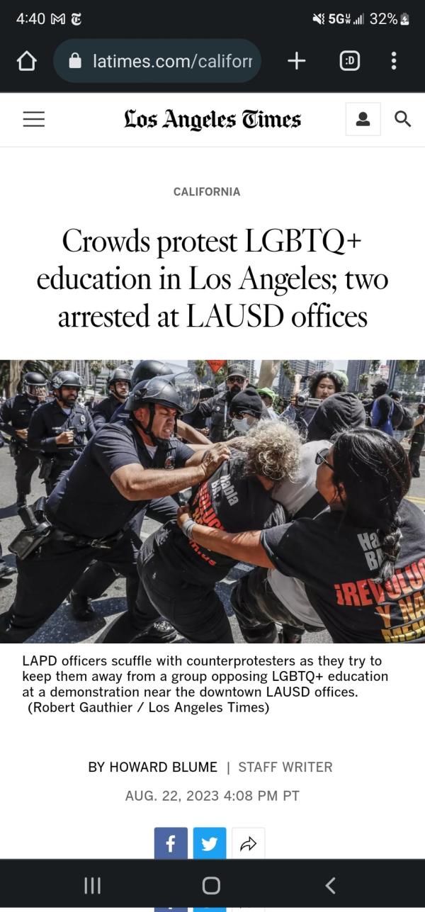 2023-08-22 LA Times reporting on police attacks on people defending LGTBQ rights