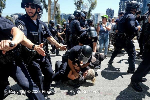 2023-08-22 Los Angeles Police Assault pro-LGBTQ activists