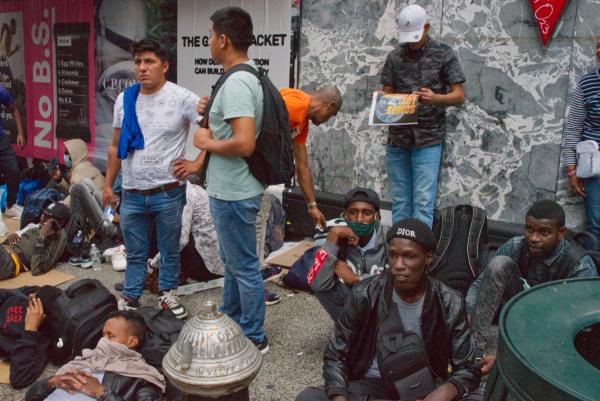 Migrants at Roosevelt Hotel, NYC, August 1, 2023.
