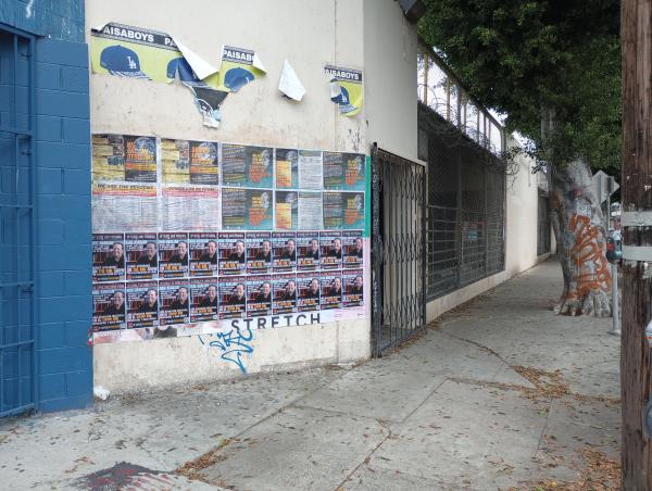 Mural appearing in the L.A. arts district on saturation weekend