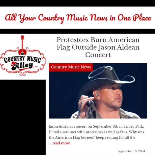 Country Music Alley headline about RevComs at Aldean