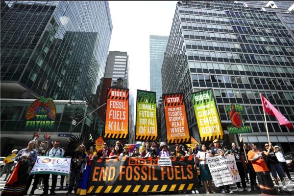 New York City Climate March End Fossil Fuel banners, September 17, 2023.