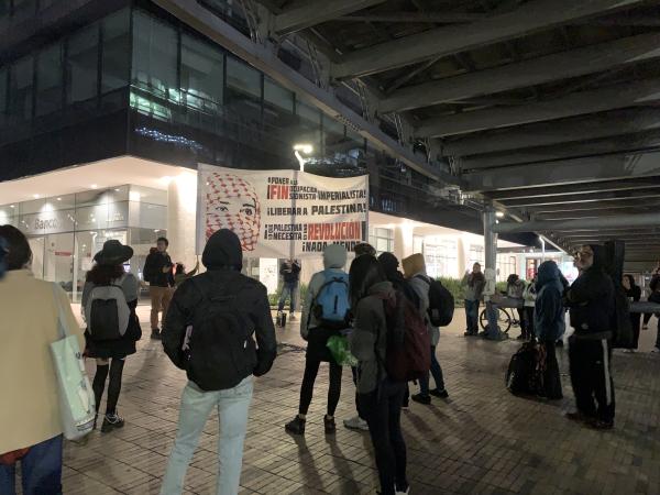 Bogota, Colombia: Protest in front of Israeli Embassy, "Free Palestine!"