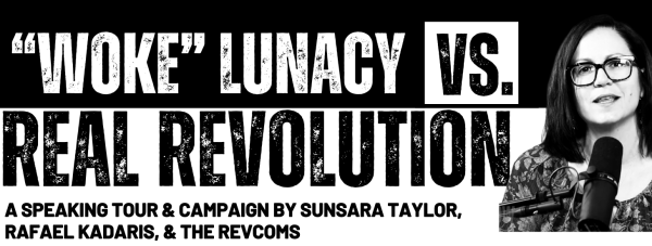 "Woke" Lunacy vs REAL REVOLUTION-headline from leaflet 