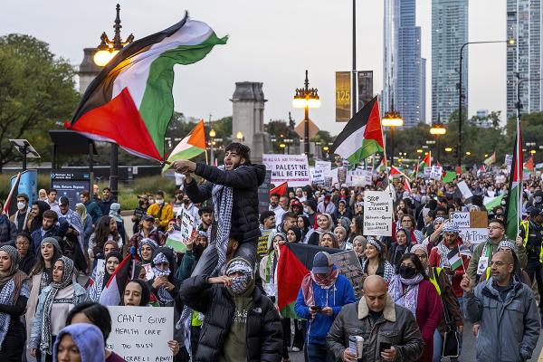 Chicago protest for Palestinians in Gaza, October 11, 2023.