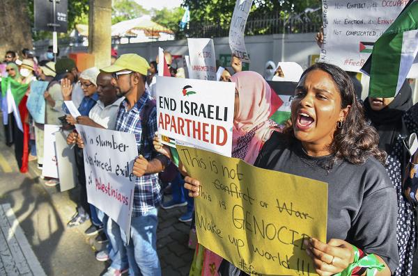 Sri Lanka, protest outside UN office, October 14, 2023.
