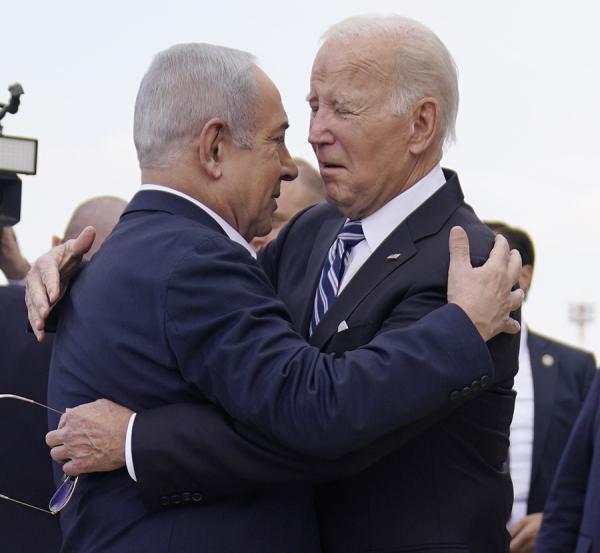 Biden embraces Netanyahu, October 18, 2023.
