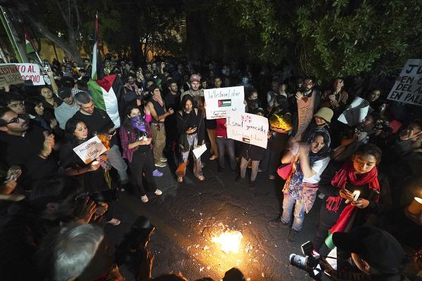 In Mexico, Palestinian supporters protest outside Israeli embassy, October 20, 2023. 
