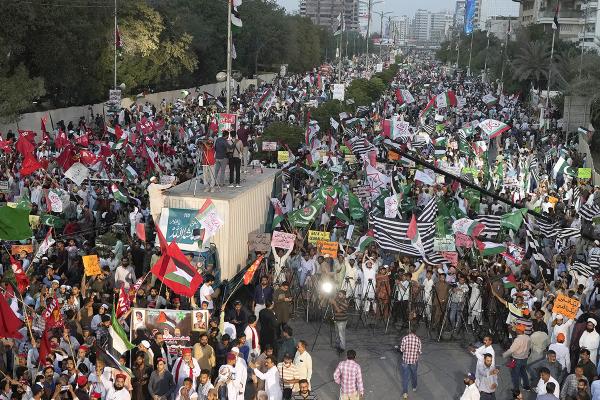 rally against Israeli airstrikes on Gaza