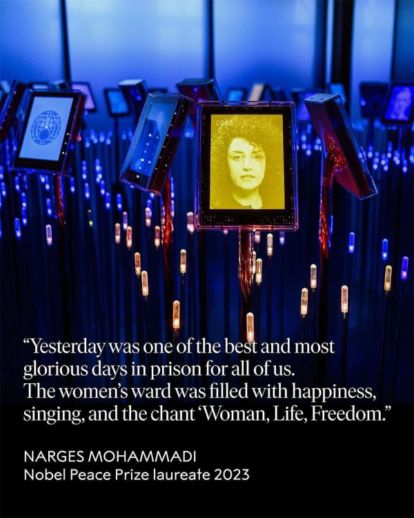 Poster honoring Narges Mohammadi's Nobel Peace Prize