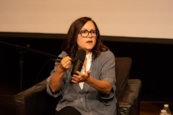 Sunsara Taylor at discussion after October 17, 2023 Screening of Selections from BA Interviews at Hudson Theater 