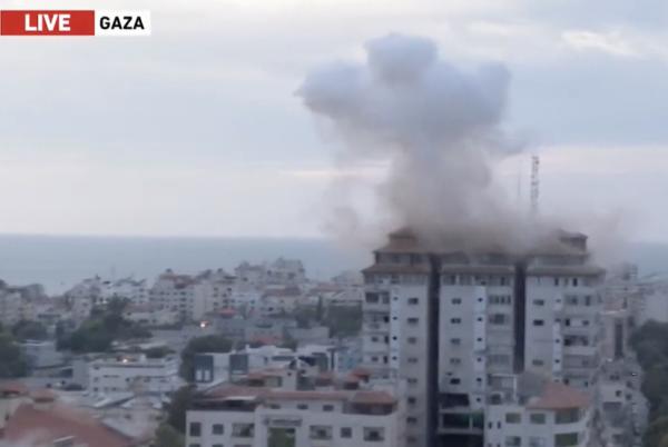 Bomb exploding over Gaza