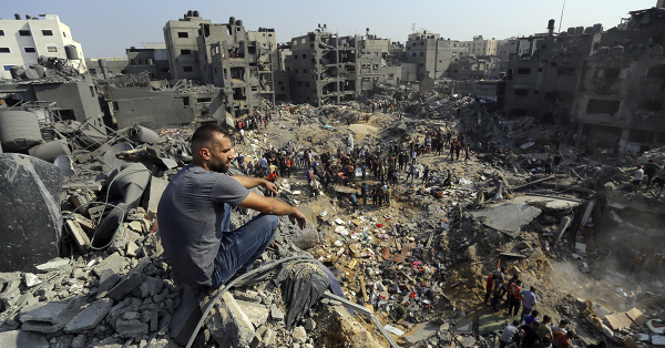 Jabaliya refugee camp, northern Gaza Strip, after Israeli airstrike, November 1, 2023.