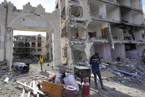 Palestinian houses destroyed on the fifth day of temporary ceasefire, Gaza City, November 28, 2023.
