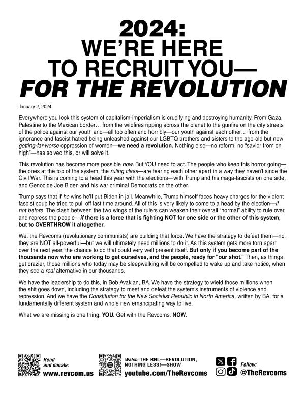 2024 WE RE HERE TO RECRUIT YOU FOR THE REVOLUTION Revcom Us   Leaflet 2024 We Are Here To Recruit You 835 