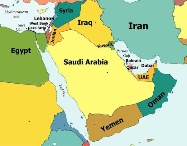 Map of Middle East showing Egypt, Red Sea, Saudi Arabia, and Yemen