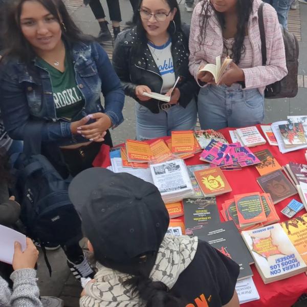 20240223 Colombian Revolutionary Communist book table at Palestinian protest