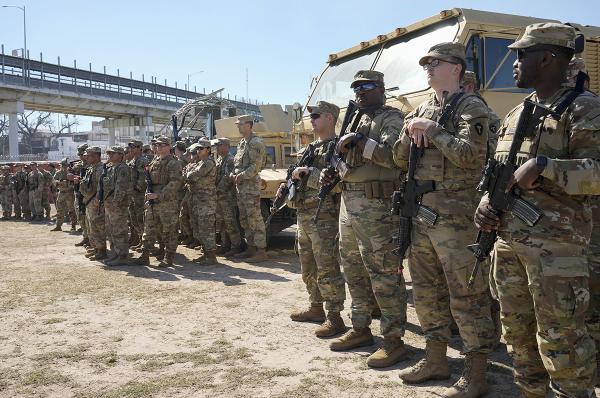 National Guard at Texas-Shelby Park Press Conference February 4, 2024.