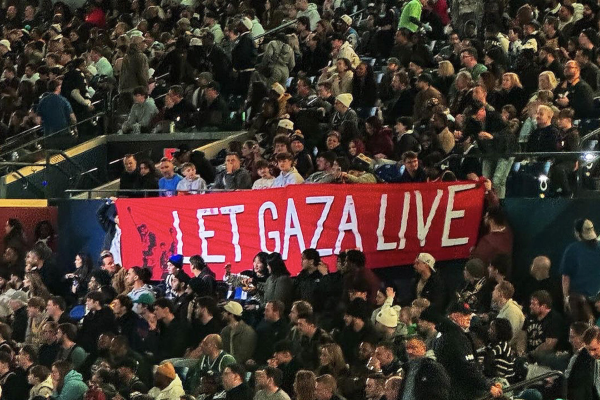 During the NBA All-Star weekend in Indianapolis February 17-18, protesters raised “Let Gaza Live” and “Ceasefire Now” banners.