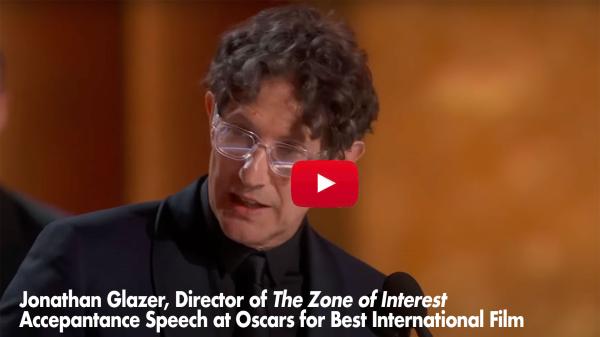 2024 Oscars: Jonathan Glazer, Director of The Zone of Interest Acceptance Speech for Best International Film 