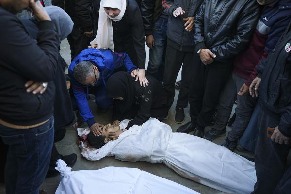 Palestinians mourn their relatives killed in the Israeli bombardments of the Gaza Strip, February 29, 2024.