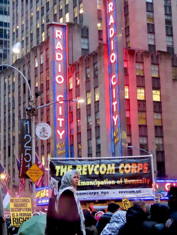 New York City RevCom Corps take Revolution to confront democrats fund raiser, March 28, 2024.