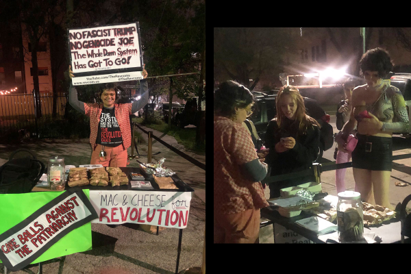 The revcoms were invited to set up a table outside a University of Texas residential co-op, one of many “unofficial” Austin venues for performers boycotting the South by Southwest music festival.