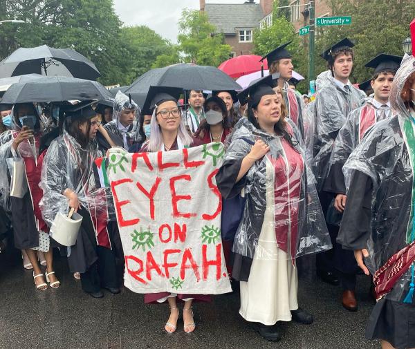 University of Chicago pro-Palestinian protest with banner "All Eyes on Rafah" May 30, 2024.