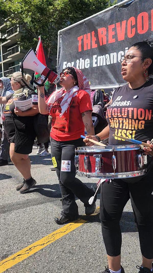 Los Angeles, Revcom Corps joins protest of Biden's Red Line, June 8, 2024.