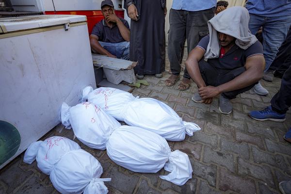 Palestinians mourn relatives killed in Israeli bombardment of Gaza Strip, July 18, 2024.
