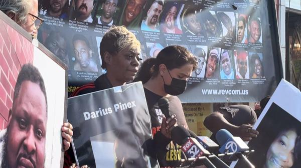 Gloria Pinex speaks at a rally for Sonya Massey, murdered by police.