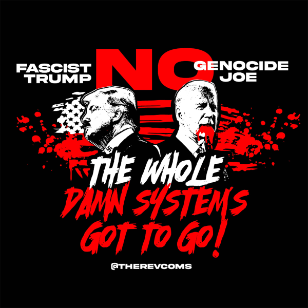 No Fascist Trump! No Genocide Joe! black and red